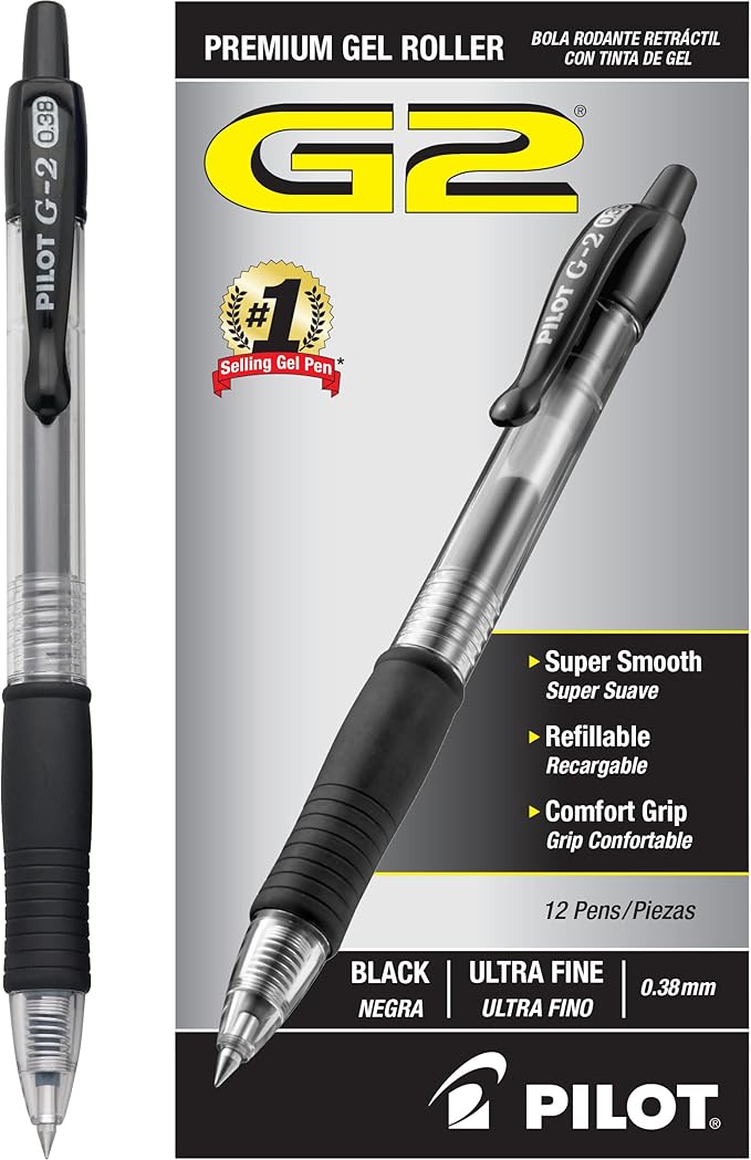 PILOT G2 Premium Gel Roller Bolígrafos Recargables, Tinta Negra, Ultra Fino, 12 Pack miniatura 4