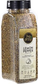 Pep and Zip, Lemon Pepper Seasoning/Sazonador Pimienta con Limon, Zesty Flavor, Great on Wings, Non-GMO, Kosher, No MSG, 26oz