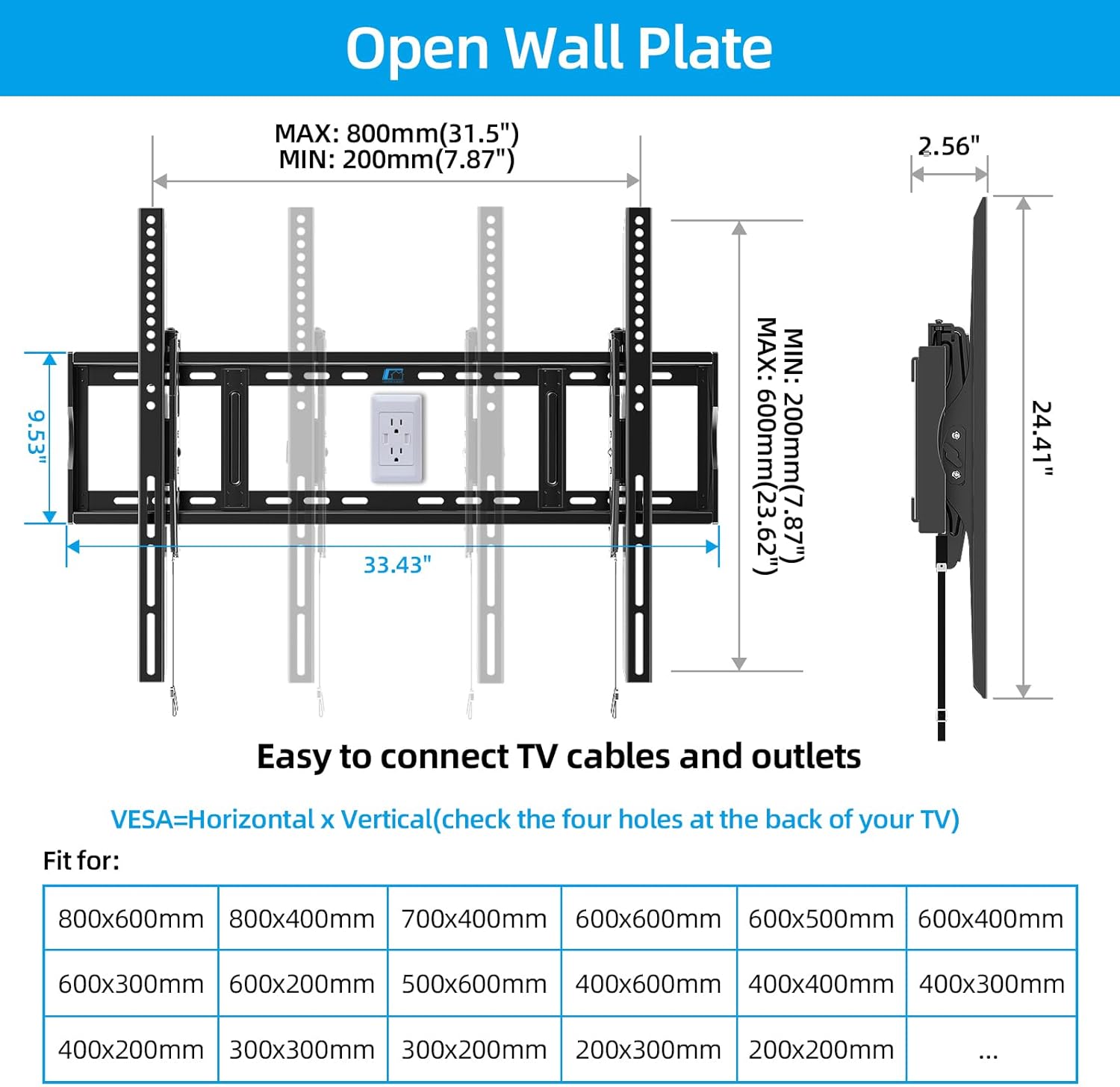 HOME VISION Heavy Duty Tilt TV Wall Mount Bracket for 48-120 Inch Flat/Curved TVs, 200Lbs Capacity, Fits 16/18/24 Inch Studs, Max VESA 800x600mm for LED OLED LCD