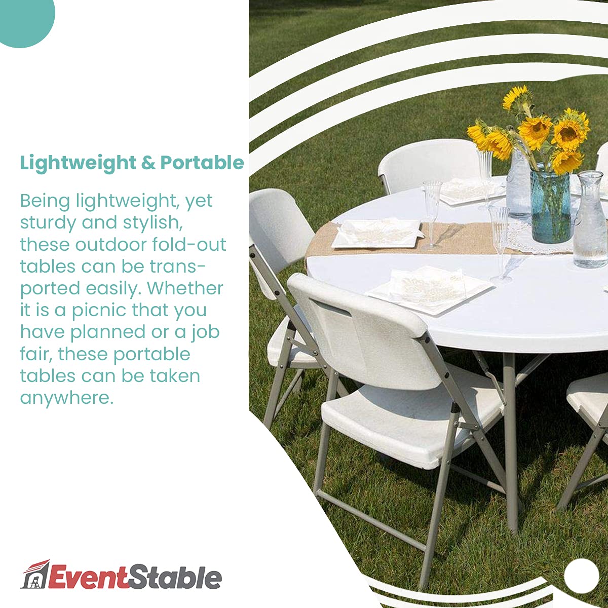 EventStable TitanPRO Plastic Folding Table Sturdy Outdoor Folding