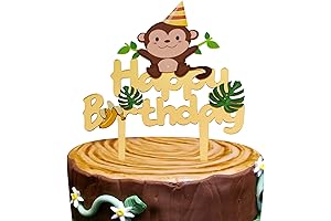 Gold Acrylic Monkey Happy Birthday Cake Topper