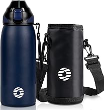 Fjbottle Botella Agua Acero Inoxidable Deportiva de 1L, 800ml, 600ml, 400ml Botella Termica para Niños, Termo sin BPA