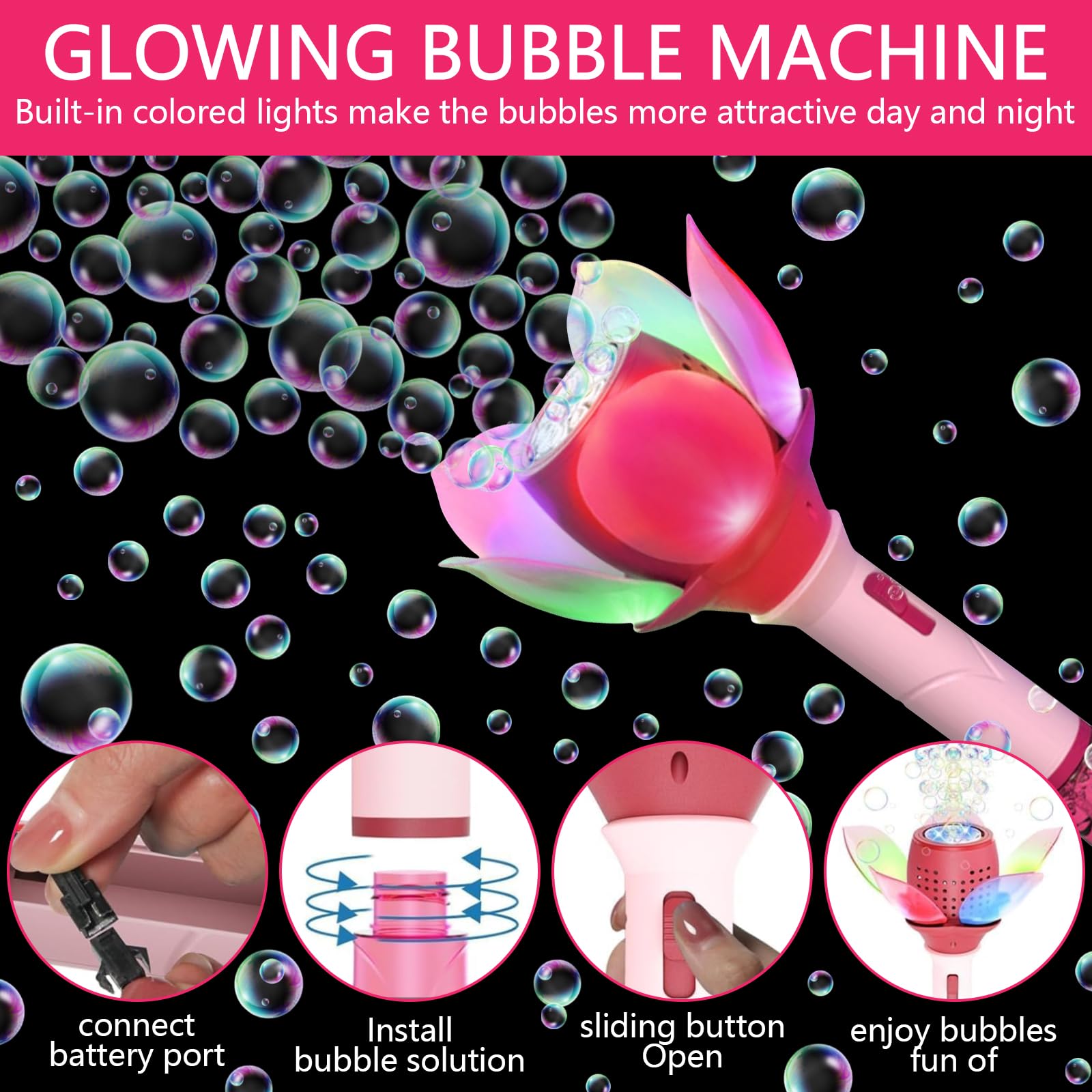 Sparabolle Di Sapone Bambini, Bubble Gun Ape Lotus Bambini, Macchina Bolle Sapone Elettrica Con Soluzione per Bolle, Pistola Bolle Di Sapone Matrimonio 10000+ Bolle/Minuto, Per Esterni/Feste/Matrimoni