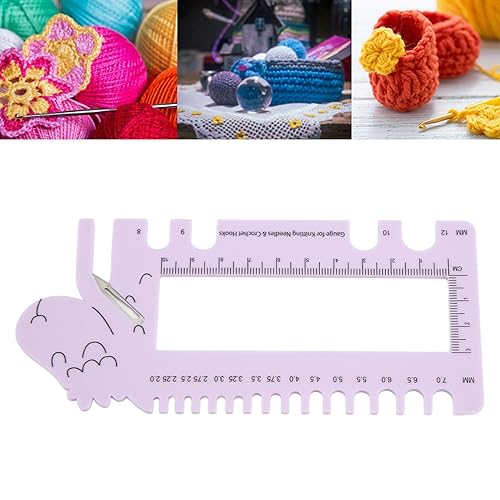Miniatura 5 de Aguja de tejer calibre ganchillo gancho regla linda apariencia púrpura de la oveja para la medición casera