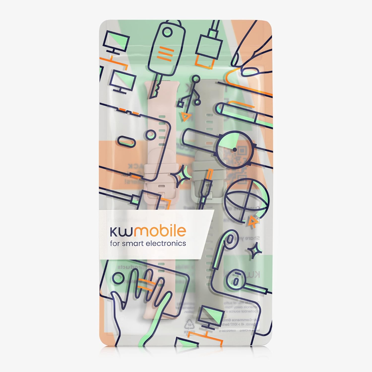 kwmobile Straps Compatible with Huawei Watch Fit 2 Straps - 2x Replacement Silicone Watch Bands - Black/Dark Blue