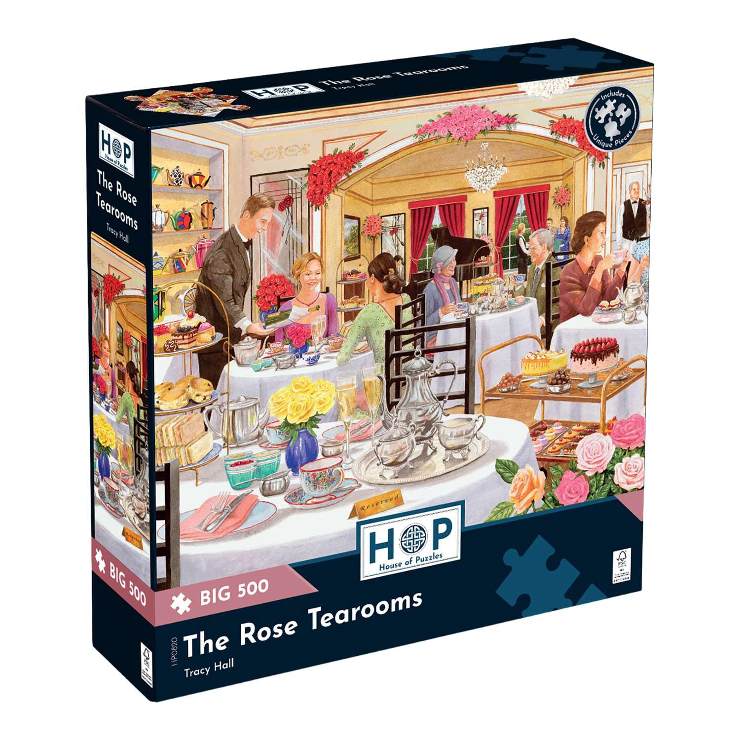The Rose Tearooms BIG 500 Puzzle | Tracy Hall Artist | BIG 500 Pieces | 48 x 69cm | The House of Puzzles | Food Theme Jigsaw Puzzle | Sustainably Made FSC® Certified Board — image 1