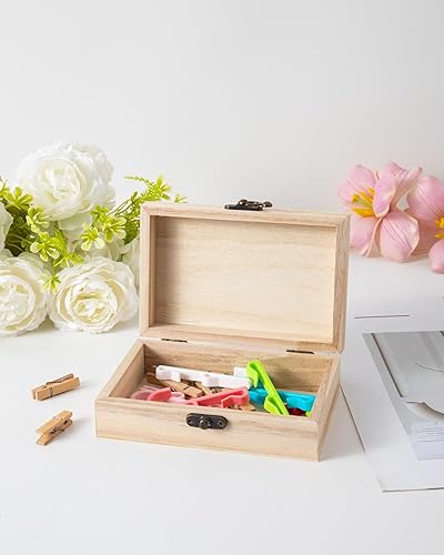 12 cajas de madera hechas a mano sin terminar, de 5.8 x 3.8 x 1.8 pulgadas, pequeña caja de recuerdos, almacenamiento de joyas, cajas de madera