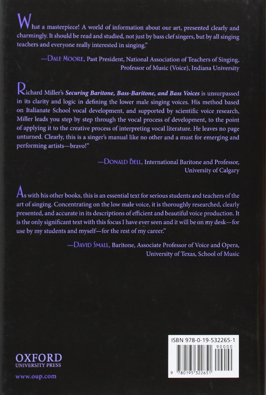 Securing Baritone, Bass-Baritone, and Bass Voices