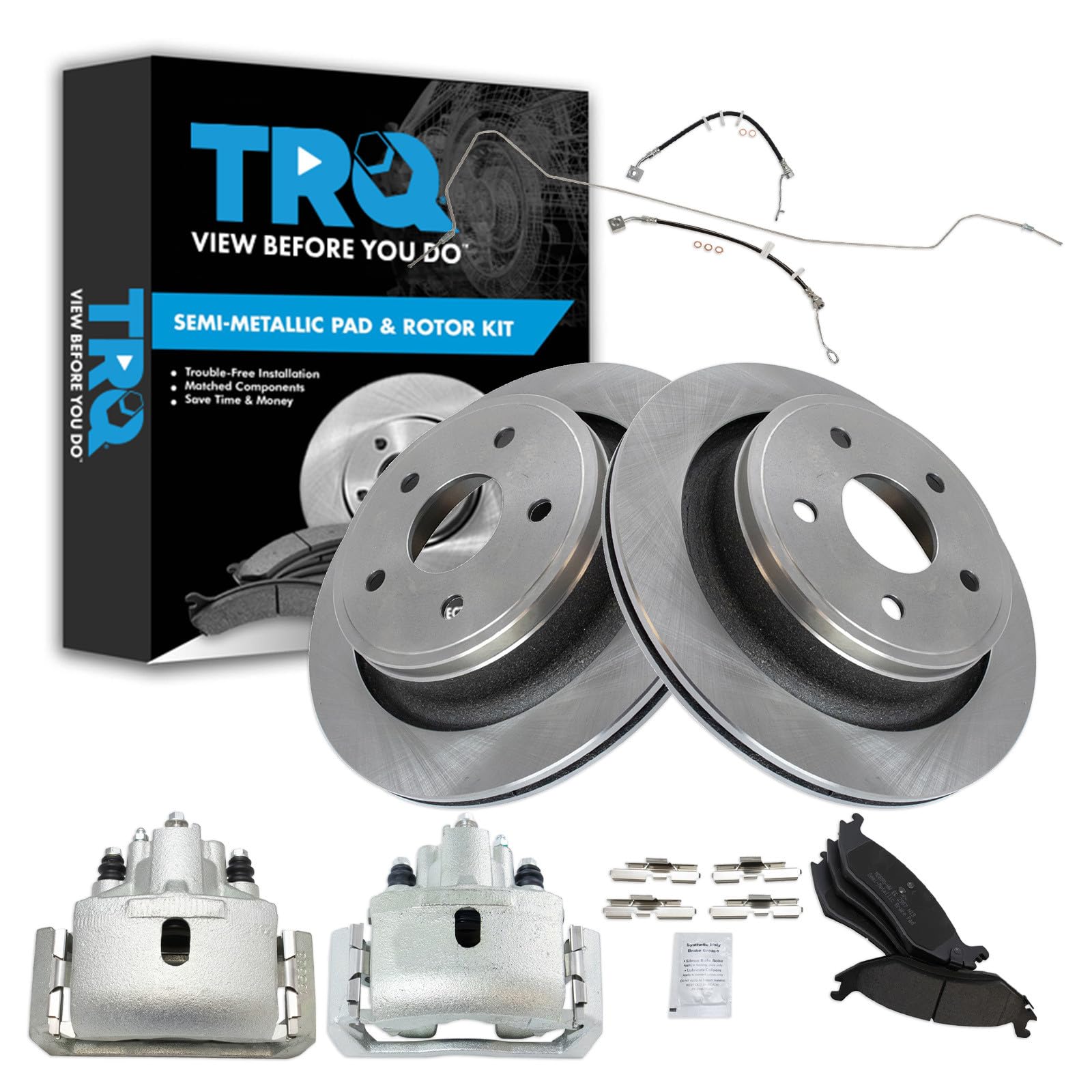 TRQ Brake Pad &amp; Rotor Kit Semi-Metallic