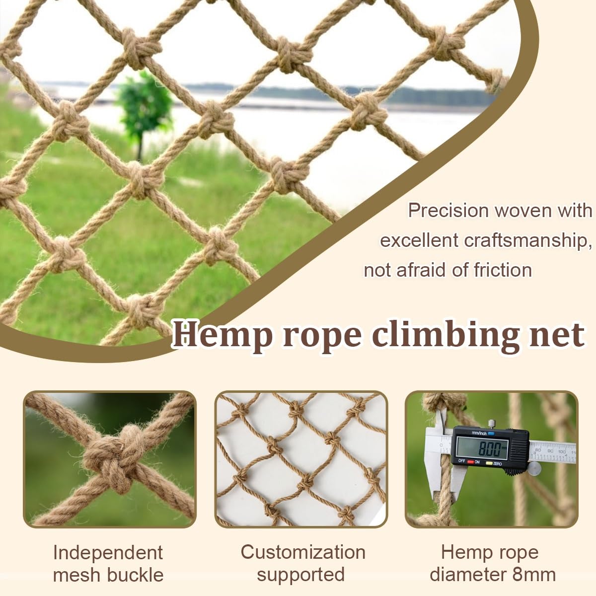 Lot de 3 filets de soutien biodégradables en jute pour plantes grimpantes - Tissé à la main - Respectueux de l'environnement