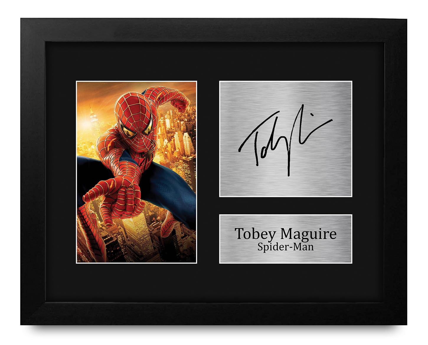HWC Trading Tobey Maguire Spider-Man Framed Gifts Printed Signed Autograph Picture for Movie Memorabilia Fans - US Letter Size