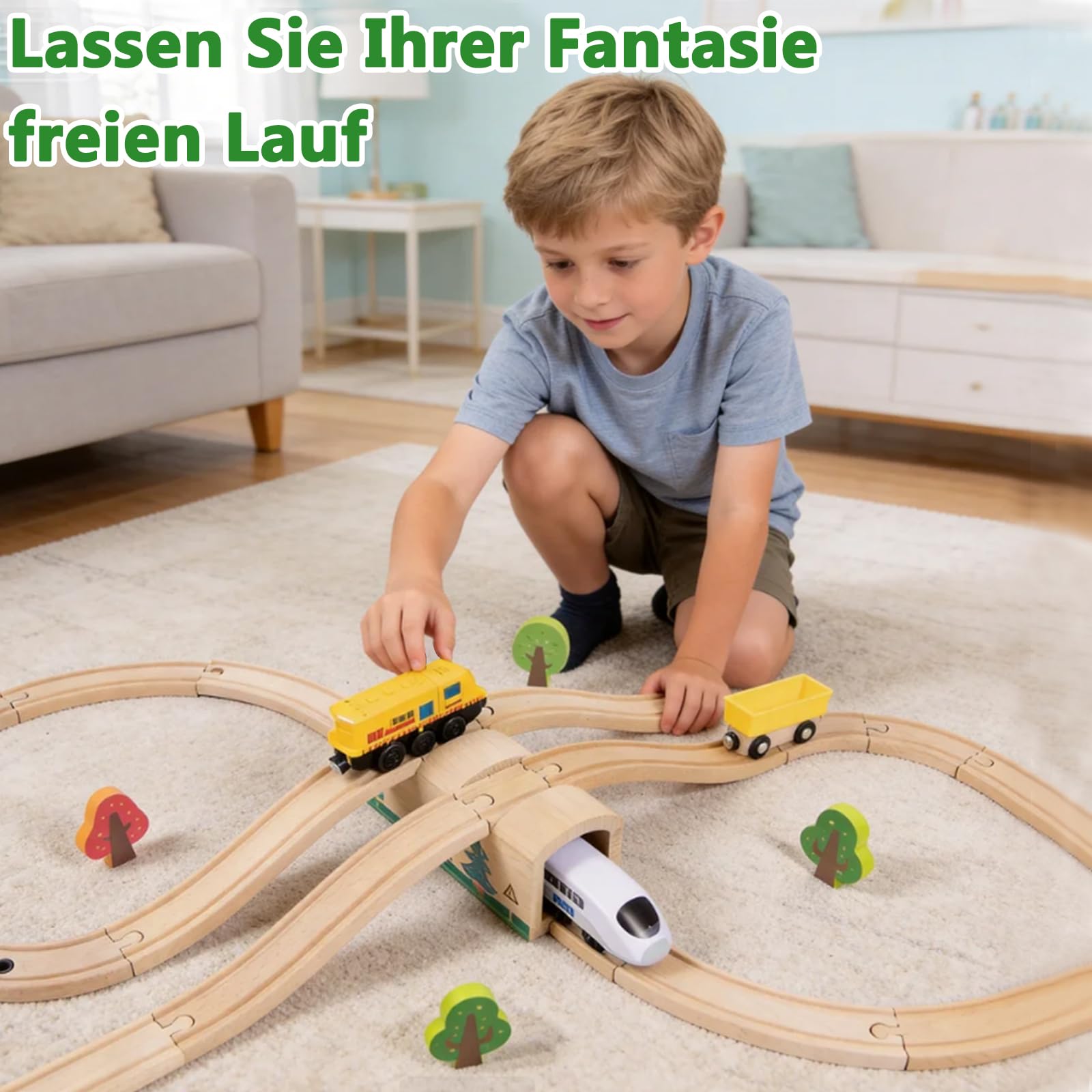 Ensemble tunnel et pont en bois avec rails en S, accessoires de pont de chemin de fer en bois, compatible avec les principales marques de chemins de fer, jouets pour enfants à partir de 3 ans (animaux