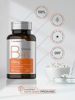 Vista 6 de Horbaach Vitamina B6 100mg 120 tabletas vegetarianas piridoxina HCl Suplemento sin OMG y sin gluten