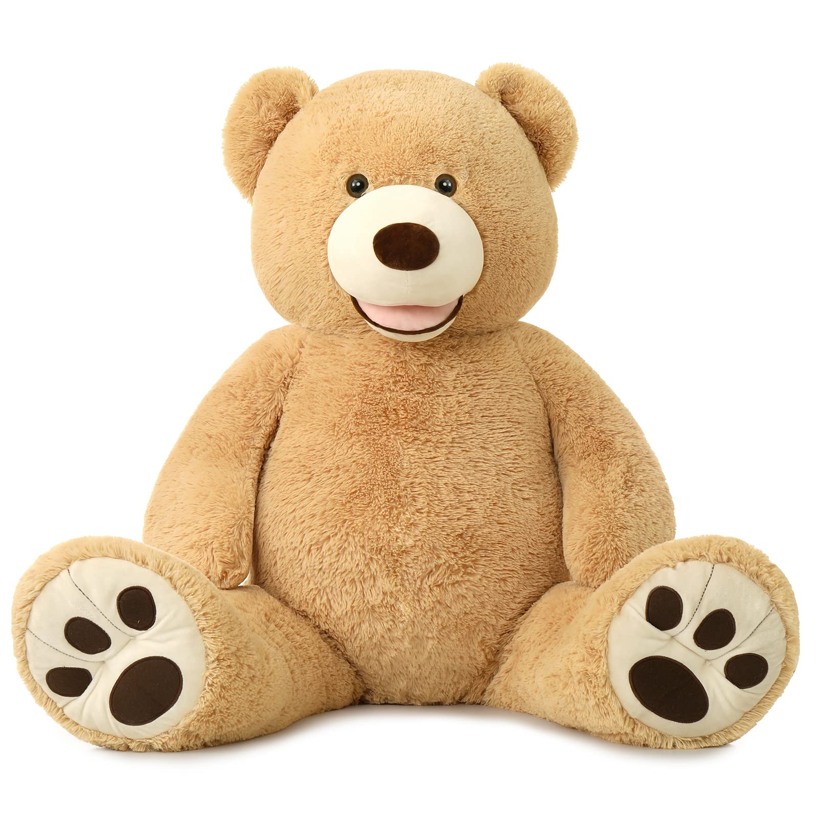 MorisMos 51 inch Smile Giant Teddy Bear, Large Stuffed Bears with Big Footprints, Big Stuffed Animals Cuddly Plush Gifts for Girlfriends, Boyfriend, Brown