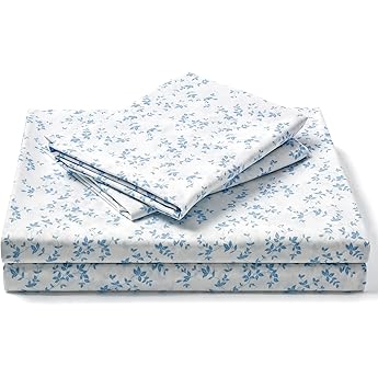 Elegant Comfort Softest and Coziest 6-Piece Sheet Set - 1500 Premium Hotel Quality Microfiber - Deep Pocket, Wrinkle Resistant 6-Piece Floral Bed Sheet Set, Full, Laurel Blue