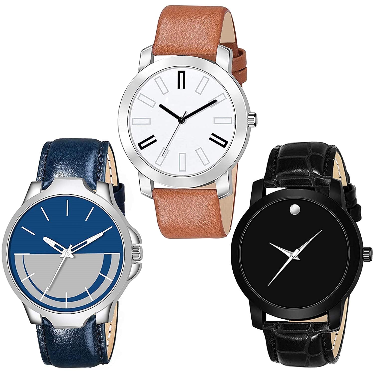 Evax Mens Rich Look Formal Watches (Pack of 3) (Blue,Brorn&Black) (B0BWNT2JS6) Amazon Price History, Amazon Price Tracker