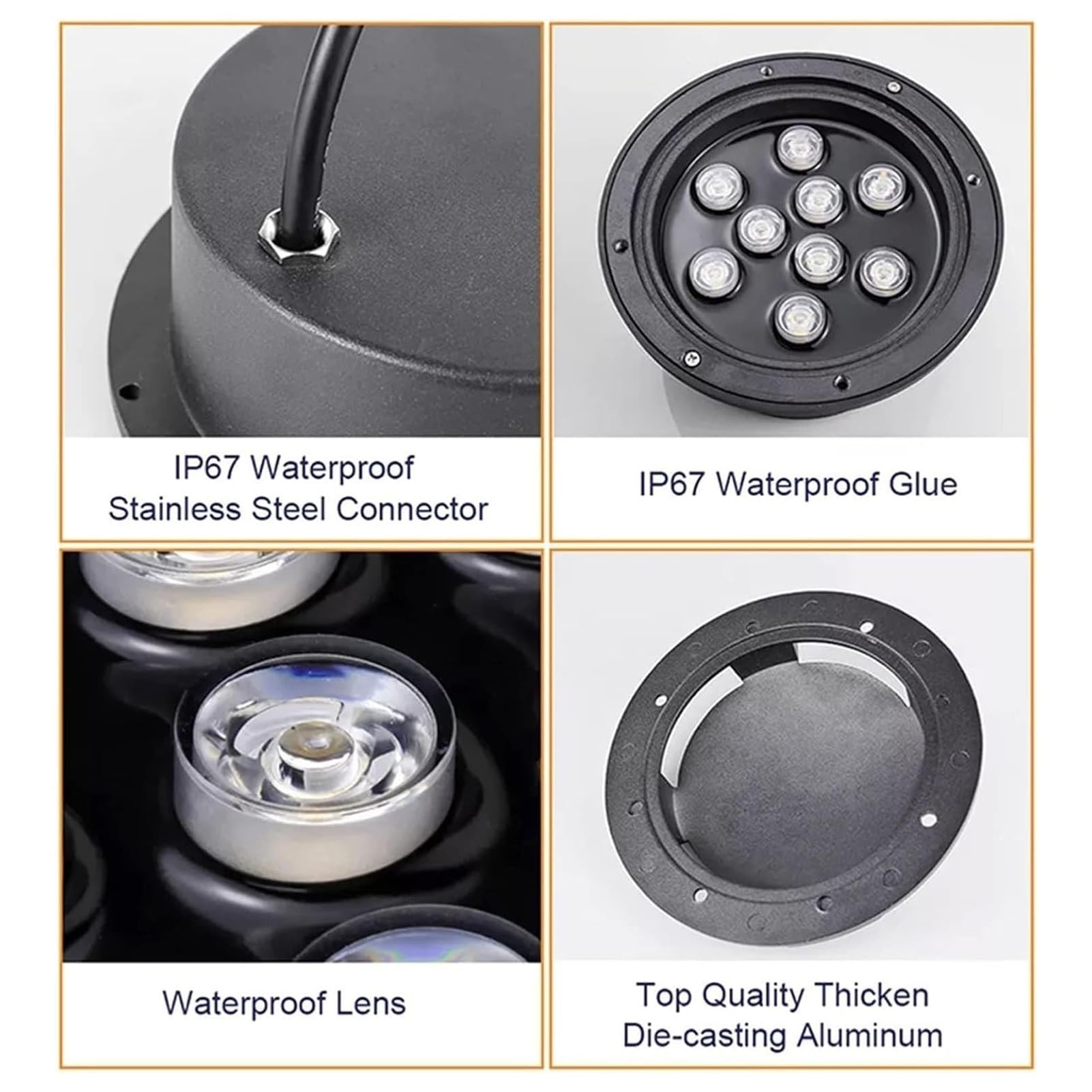 Luces LED Enterrada Para Exteriores, Lámpara De Paisaje De Suelo, Foco LED Para Exteriores Impermeable IP65, Iluminación De Caminos De Bajo Voltaje, Para Terraza(Yellow,12W)