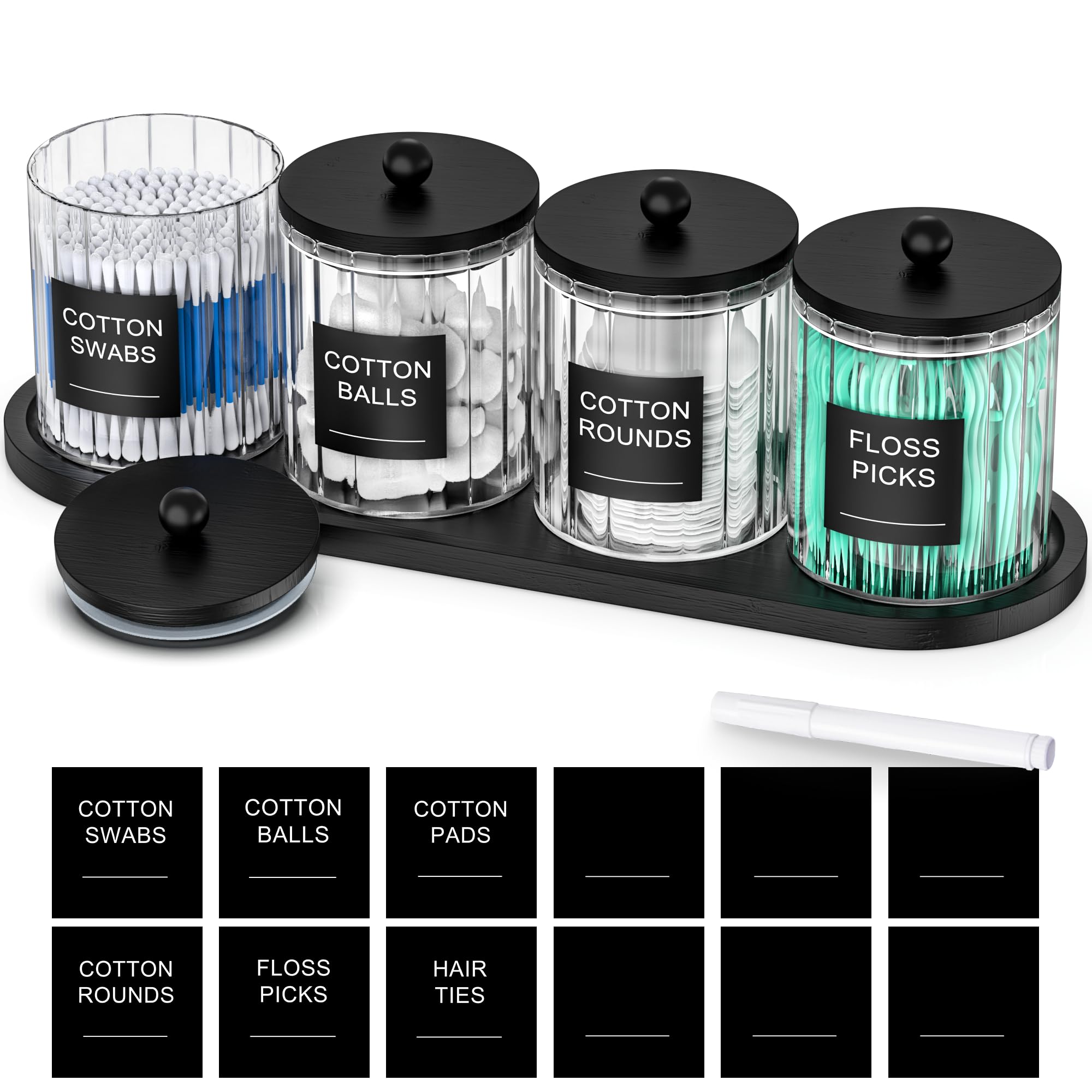 Black Bathroom Accessories Set - Qtip Holder -1
