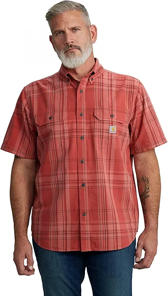 Carhartt Men's 106746 Loose Fit Midweight Short-Sleeve Plaid Shirt