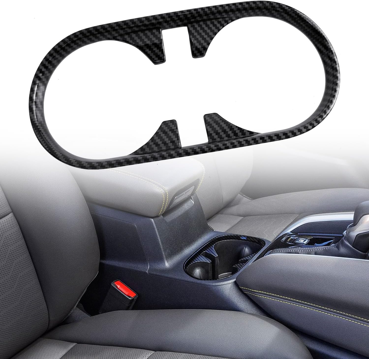 for Chevrolet Colorado 2023-2025 ABS Front Water Cup Holder Cover Trim 1pcs Car Accessories (Carbon Fiber Black)