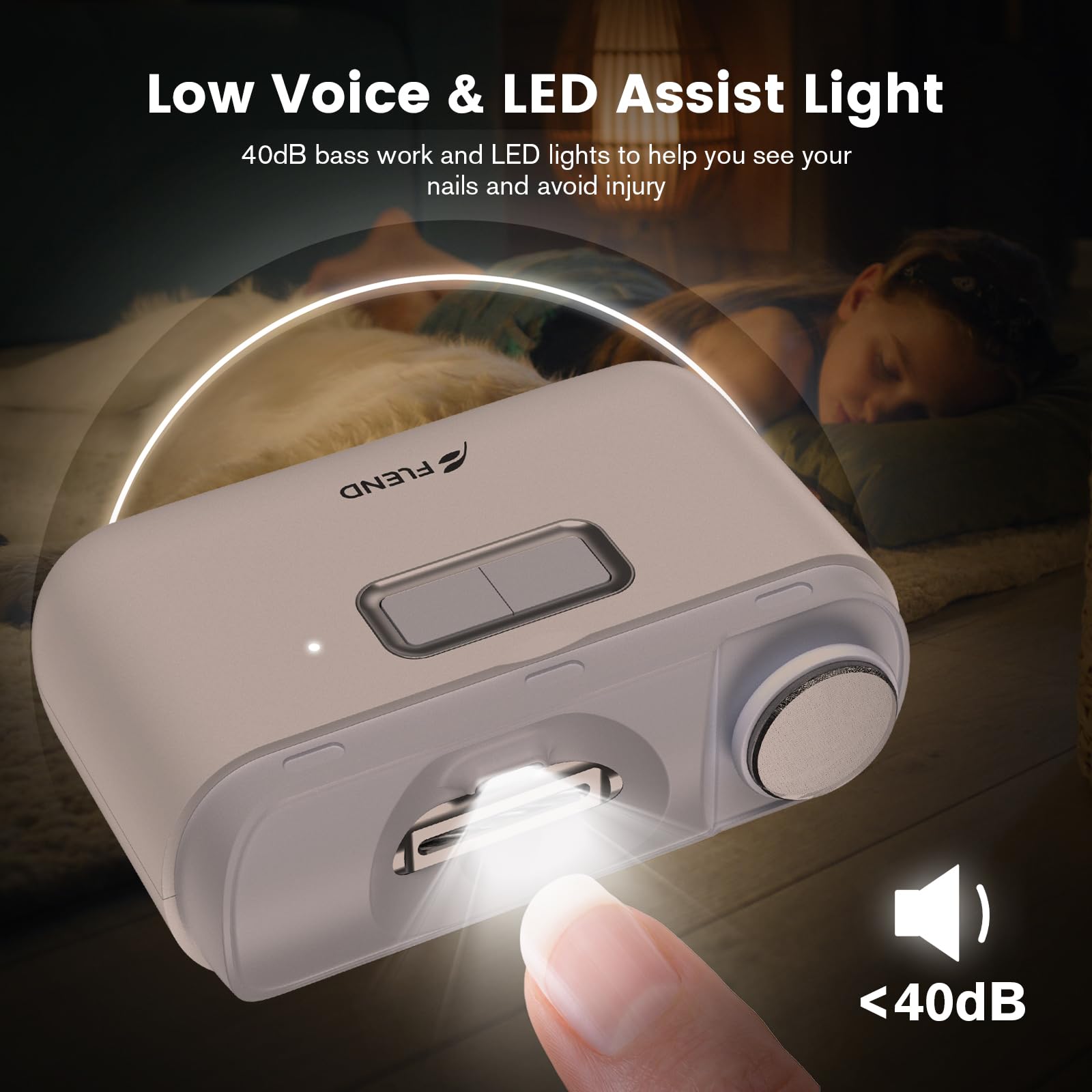 Cortaúñas Eléctrico, Cortaúñas Automático 2 en 1, Cortauñas Eléctrico de 2 Velocidades con Luz LED, Cortaúñas Eléctrico para Bebés, Niños, Adultos, Ancianos