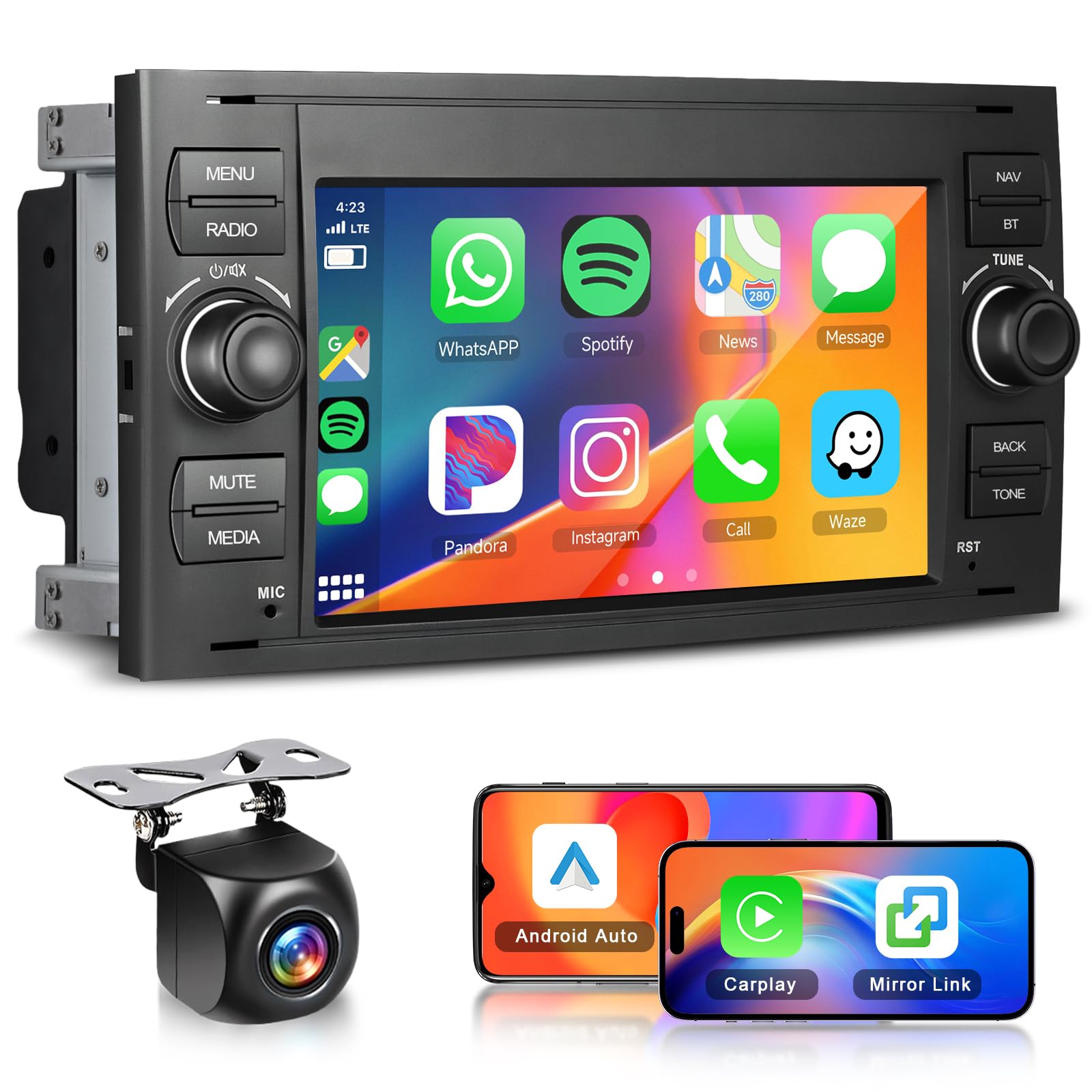 4G+64G Car Radio Stereo for Ford Transit Fiesta Focus Fusion Galaxy Mondeo Kuga with DSP Wireless Carplay Android Auto