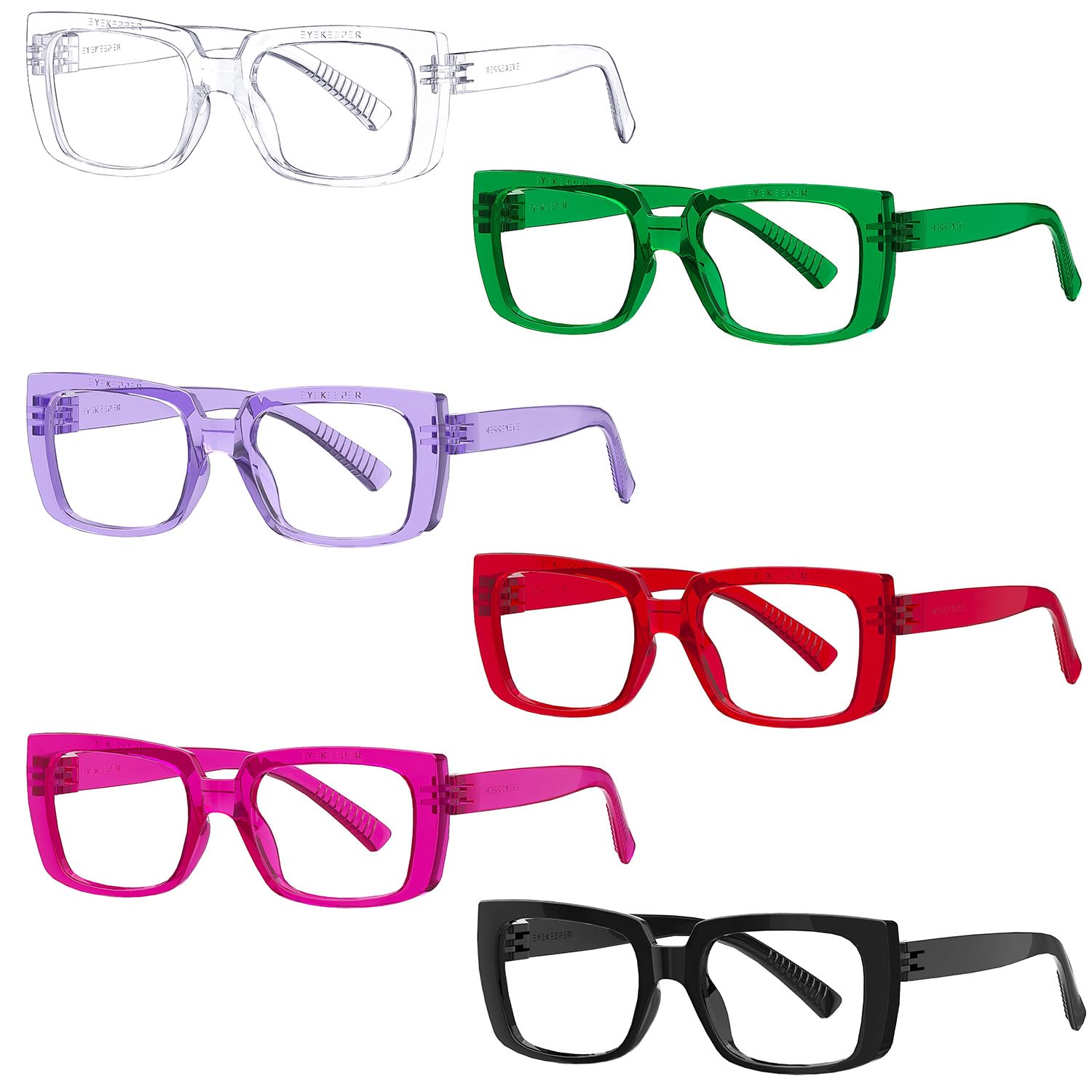 Eyekepper Square Reading Glasses 1.75, Readers for Women, 6 Pack Stylish