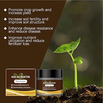 Soil Activator for Plants, Activator Mineral Source, Nutrients Natural 60G Fertilizer for Fruit Houseplants Garden Vegetable Bean Evergreen Trees Quick Start Planting Flower