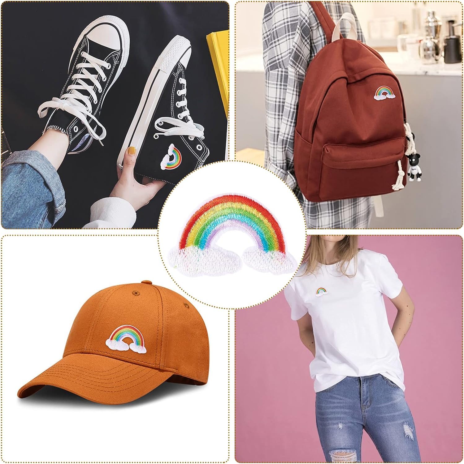 Daily Crafts Embroidery Patches for Kids Boys Girls | Fine Thread Embroidery Iron On Press Patches Clothes Stickers (2 pcs Rainbow) 4