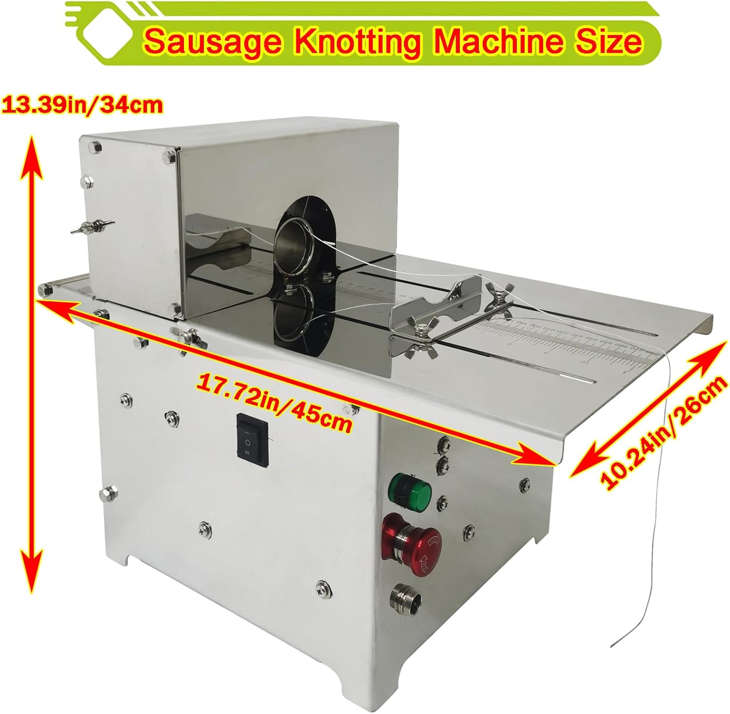Electric Sausage Knotting Machine Automatic Sausage Tying Linker Machine with Pedal Control Stainless Steel Max 42mm Diameter for Commercial Restaurant Food Factory Home