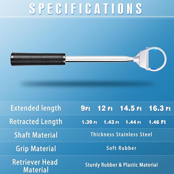 CHAMPKEY Pro Auto-Lock Golf Ball Retriever - Reinforced Telescopic Shaft with Quick-Lock System | Heavy-Duty Golf Ball Collector | Premium Stability & Durability for All-Weather Use