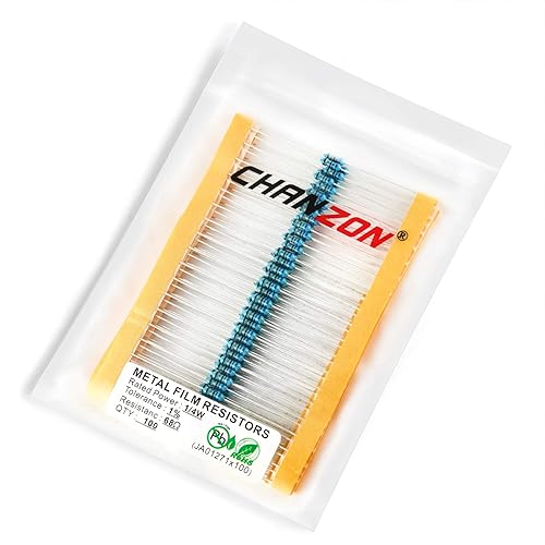 Vista 395 de Chanzon 100pcs 1/4W (0.25W) 33K Ω ohmios Resistencia fija de película metálica 0.01 ±1% Tolerancia 33KR MF Resistencias de orificio pasante