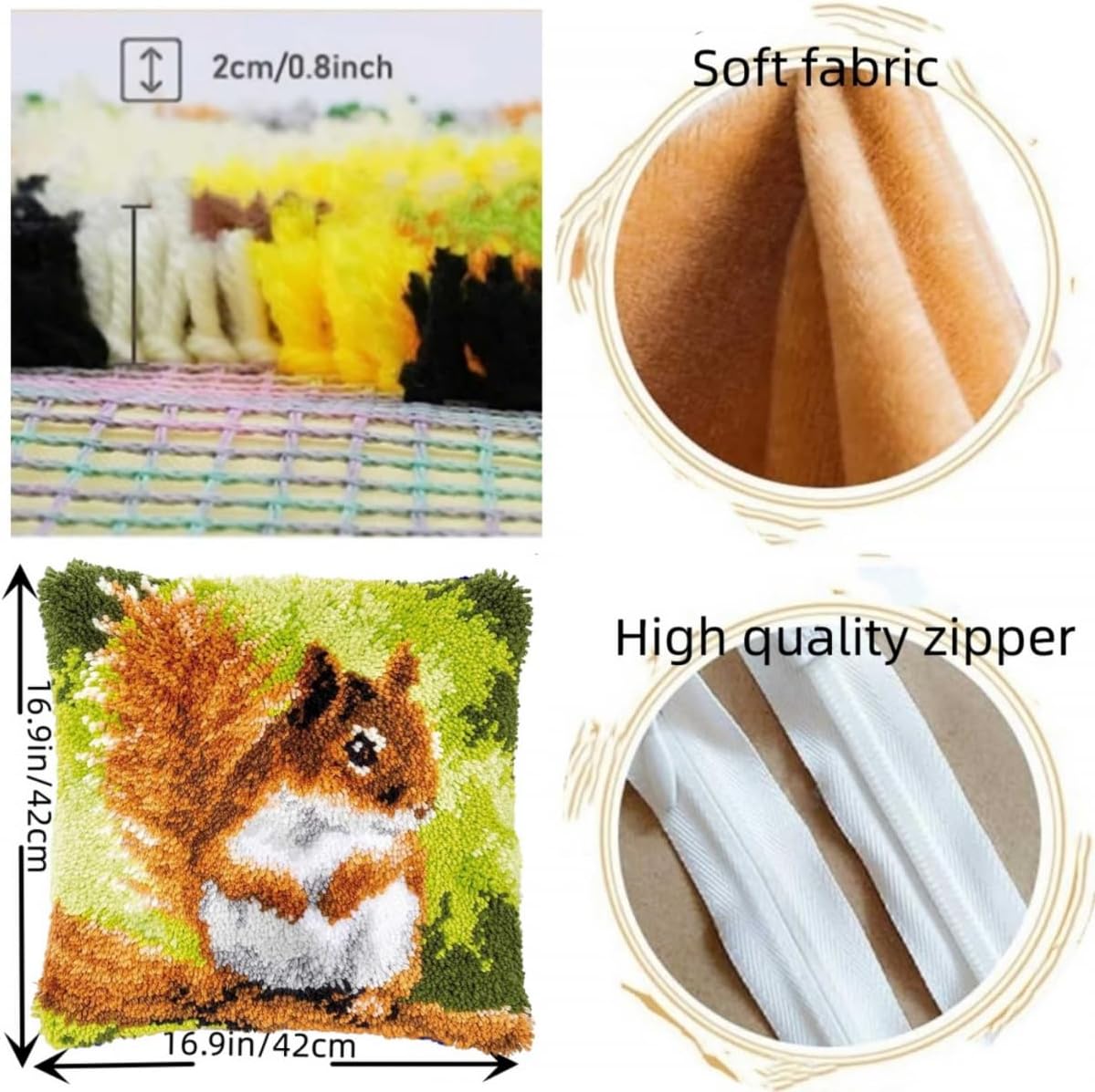 Kitquiver DIY Latch Hook Kits Fantasy Dragon Animal Latch Hook Kits Pillow DIY Handmade Cushion Crochet Yarn Embroidery Set Pillowcase 43x43cm