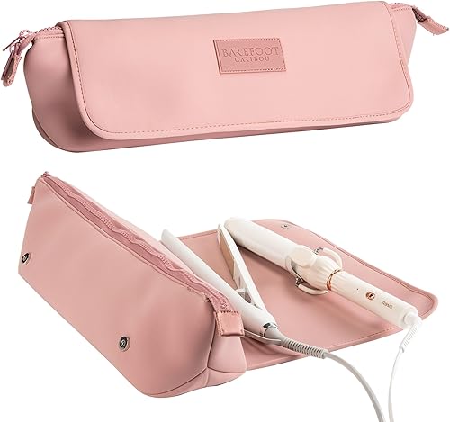 Bolsa de viaje para herramientas para el cabello y alfombrilla resistente al calor para planchas, alisadoras, rizadores y accesorios para el cuidado