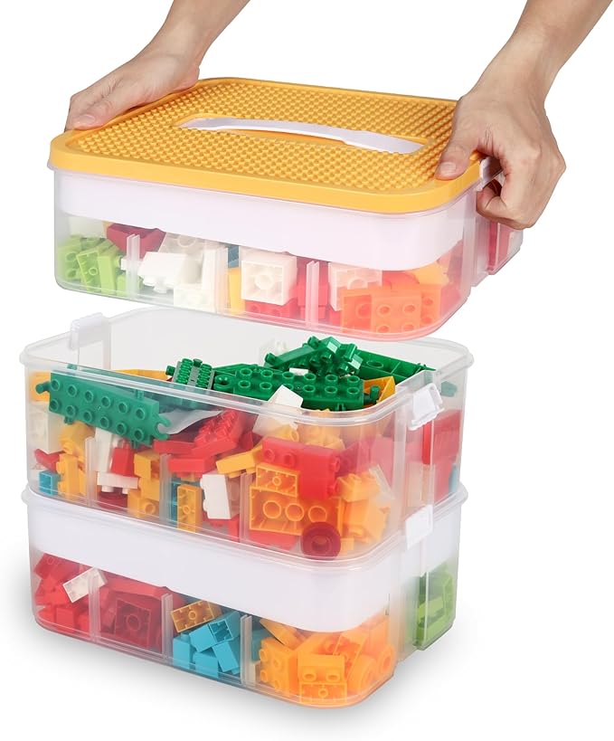 Storage Organiser for Lego 3 Layers Stackable Kids Toy Box With Base ...