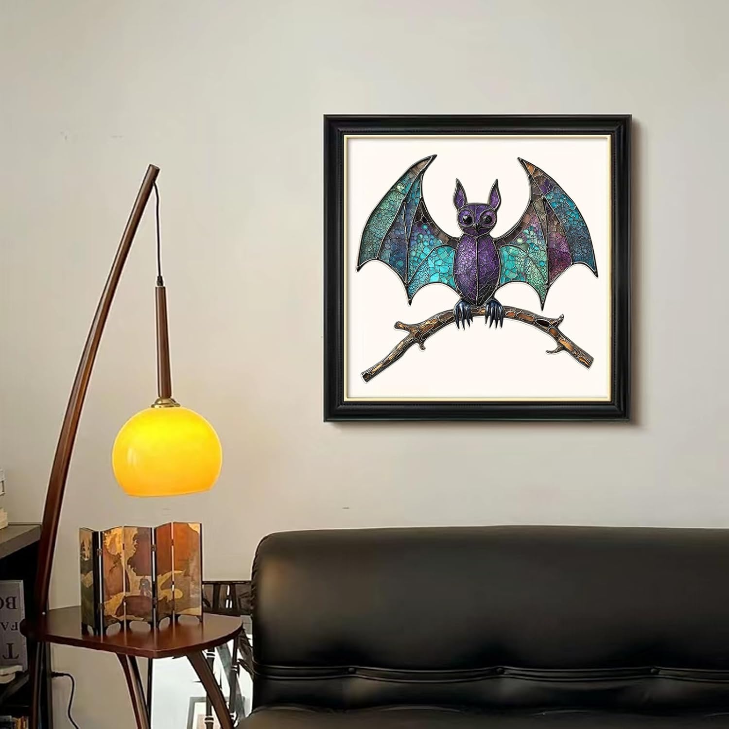 Wooden Puzzles for Adults, Stained Glass Bat Puzzles Animal Puzzles for Grandkids, 150 Pieces Unique Irregular Fun Challenging Jigsaw Puzzles Gifts, Perfect Family Games, 11.2 * 10.6inch