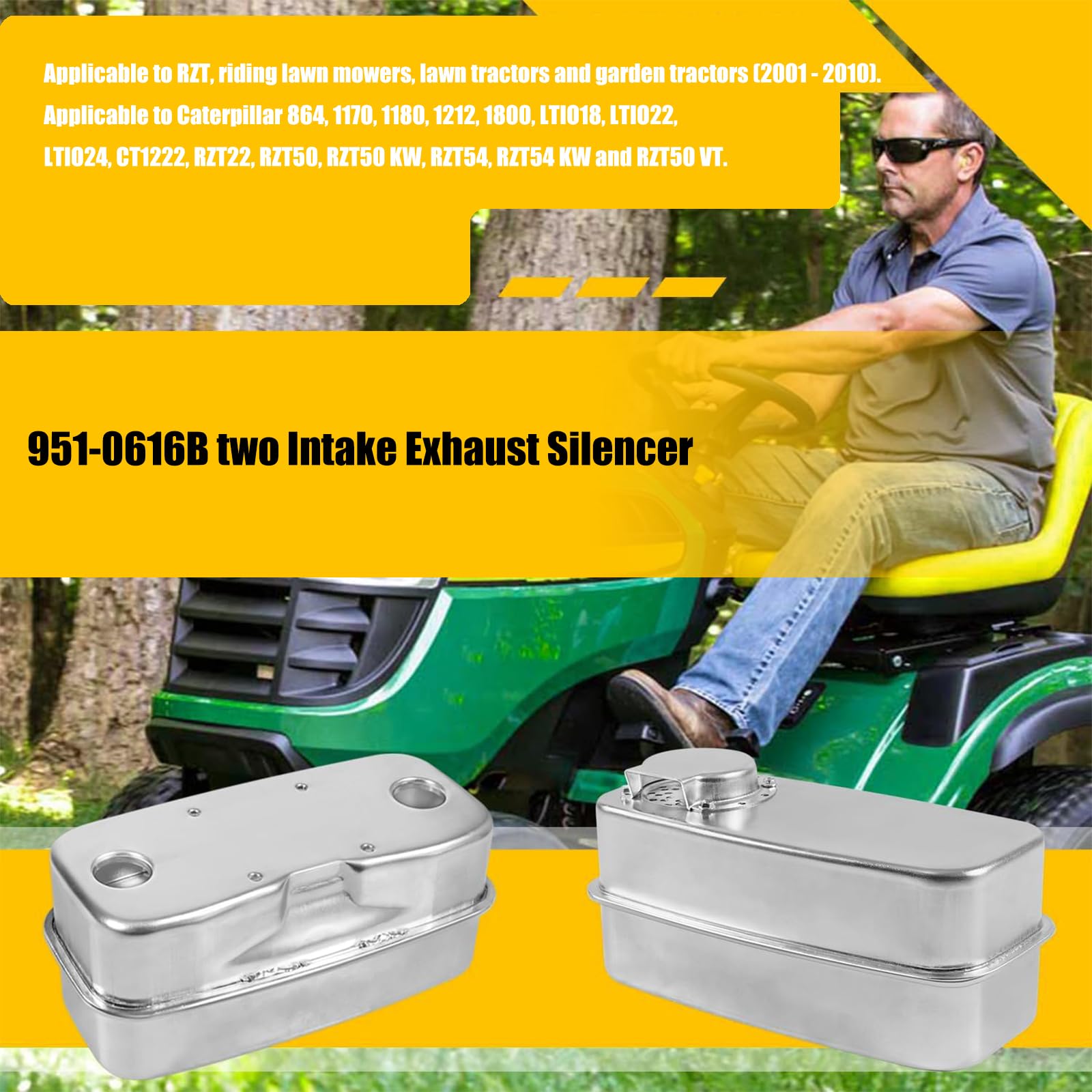 Silencieux d'échappement de rechange, installation facile, double entrée d'échappement pour tondeuse en alliage GT1222 RZT22 RZT54 751-0616B 951-0616B