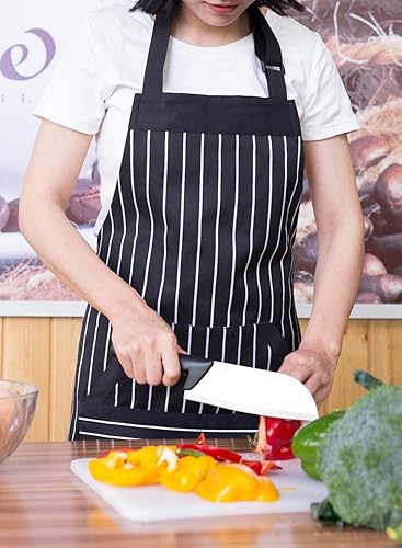Miniatura 8 de ALIPOBO - Delantal de cocina ajustable con bolsillos y cintas largas para mujeres y hombres, Negro, blanco2, 1 unidad