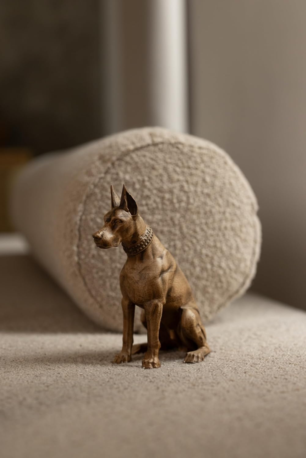 5.71" Wooden Doberman Figurine – Hand-Carved Dog Statue and Sculpture – Rustic Handmade Figurini for Home Decor – Unique Gift for Dog Lovers and Pet Owners – Decorative Wooden Animal Accent