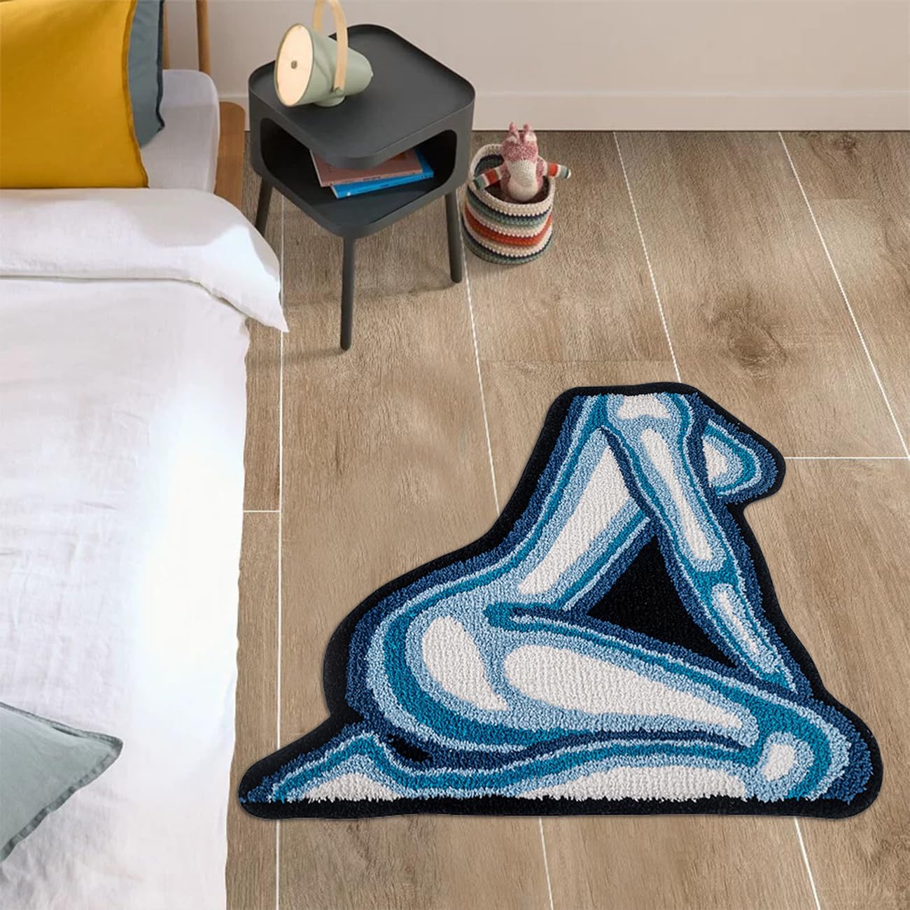 Cartoon Girl Rug - Female Body Shaped Rug Microfiber Plush Fluffy Area Rugs Non-Slip Bath Mat Funky Aesthetic Graphic Carpet Cool Rugs for Bedroom (Orange)