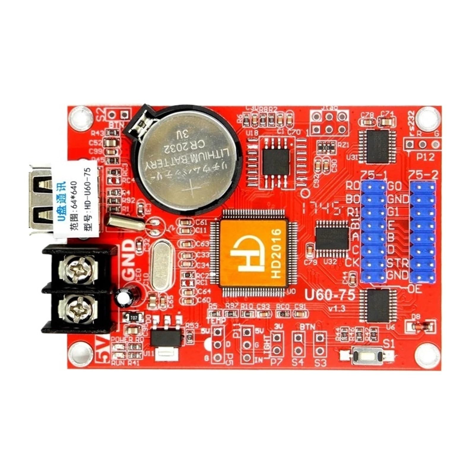 Scheda di Controllo del Display LED a Colori HD-WF2 HD-U60-75 con Controller LED 768 * 64 Pixel, 2 Porte hub75
