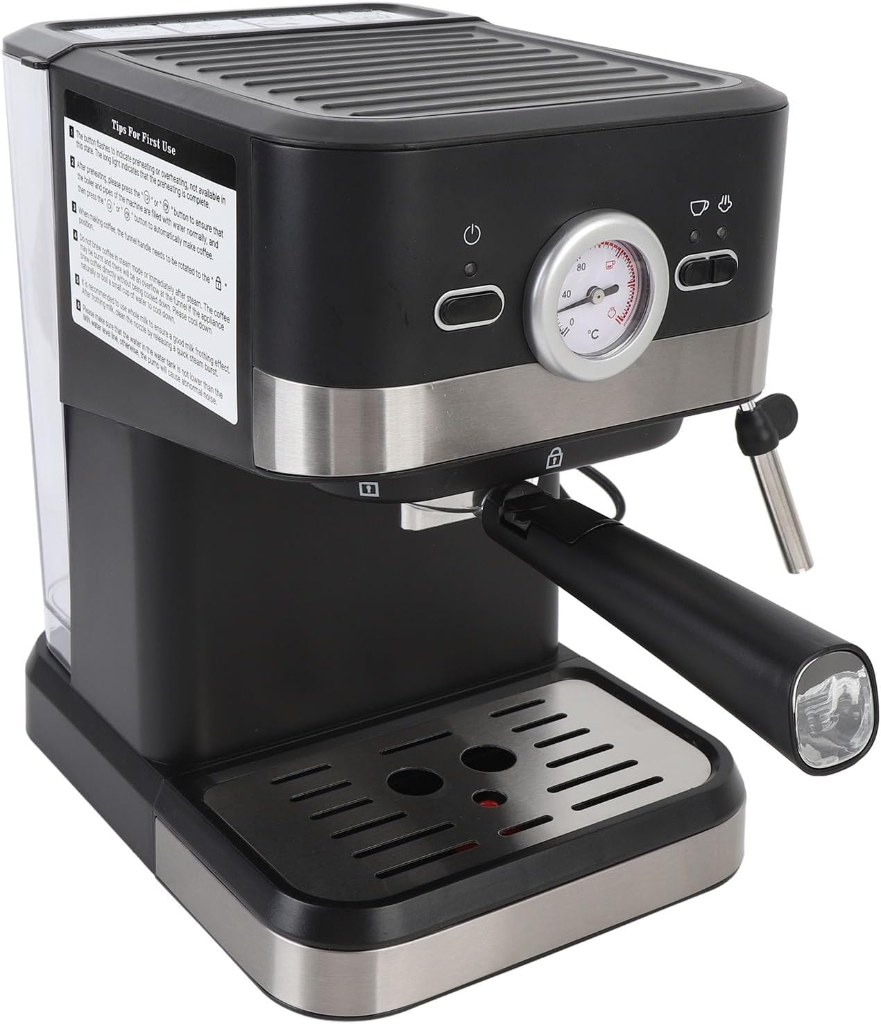Cafetera Semi Automática 20 Bar, 1.5L con Espumador de Leche