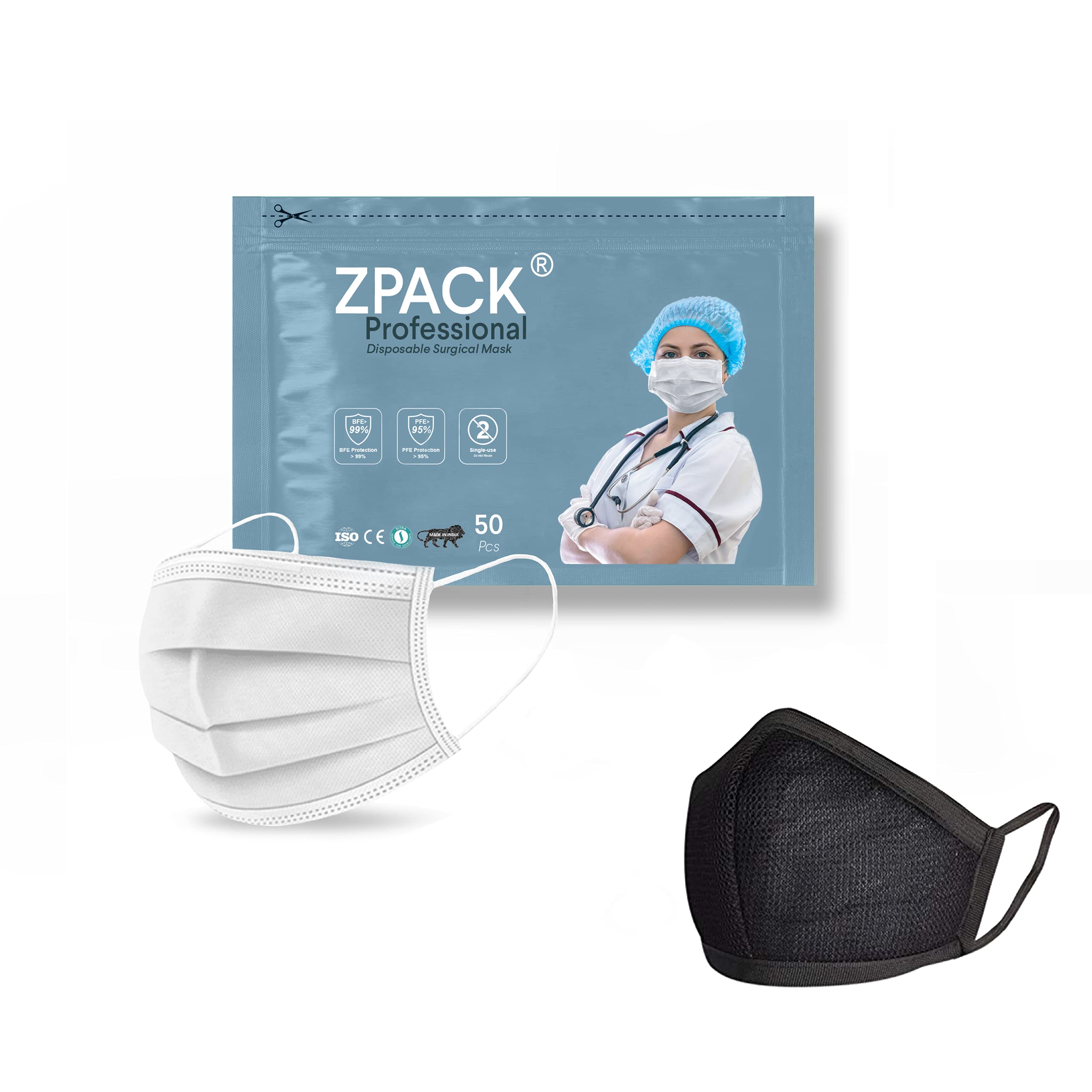 Zpack SITRA, ISO & CE Certified Professional Unisex 3 Ply nonwoven fabric Melt-Blown Disposable mask with nose wire, (Pack of 500, White), Without Valve (B08LK8W841) Amazon Price History, Amazon Price Tracker