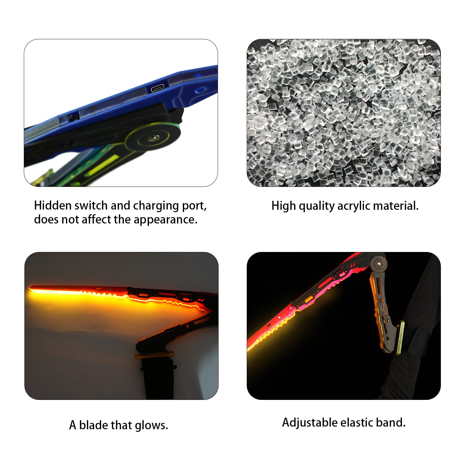 MILRCH Punk arm, Rechargeable LED Lights, Perfect gaming experience, A Must-Have For Any punk Enthusiast