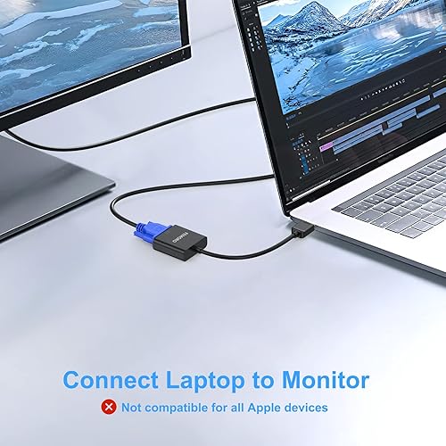 Miniatura 2 de FEMORO - Adaptador de DisplayPort a VGA (2 unidades, 1080P, conector macho a hembra de DP a VGA)