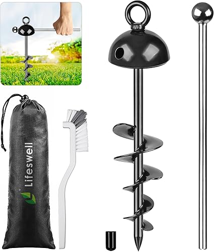 Lifeswell Estaca de amarre para perros de 15 pulgadas, anclaje resistente para perros de hasta 220 libras, sin enredos, fácil de instalar y quitar,