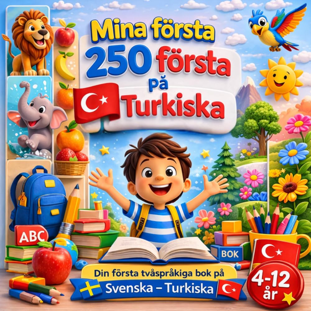Mina första 250 ord på Turkiska: Illustrerad barnordbok – 250 grundläggande turkiska ord för barn och nybörjare