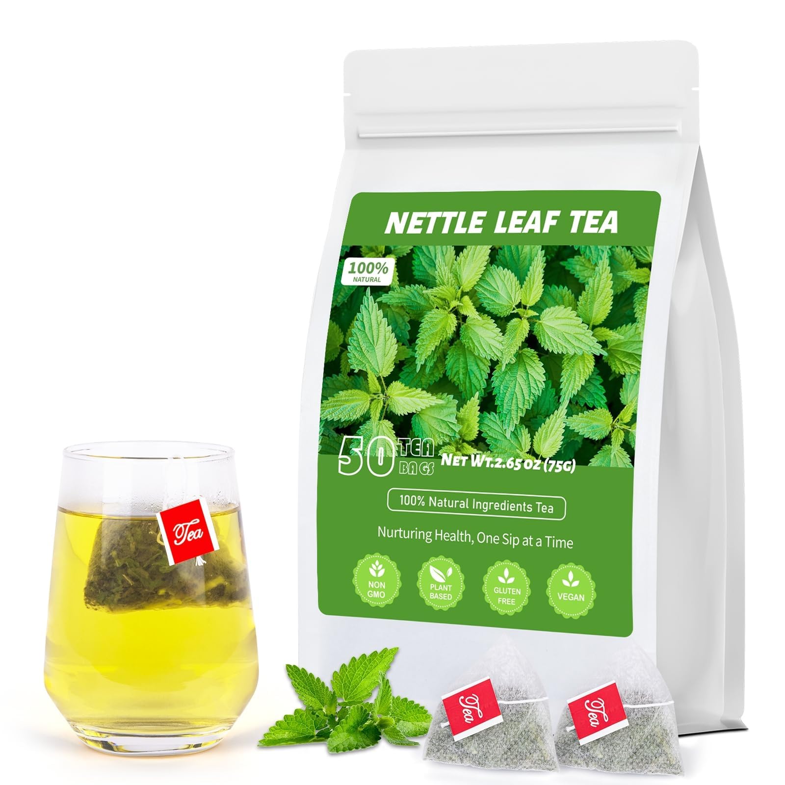 Nettle Leaf Tea, 50 Count, Dried Nettle Leaves, Caffeine-Free Herbal Tea Nettle Leaf 50 Count (Pack of 1)