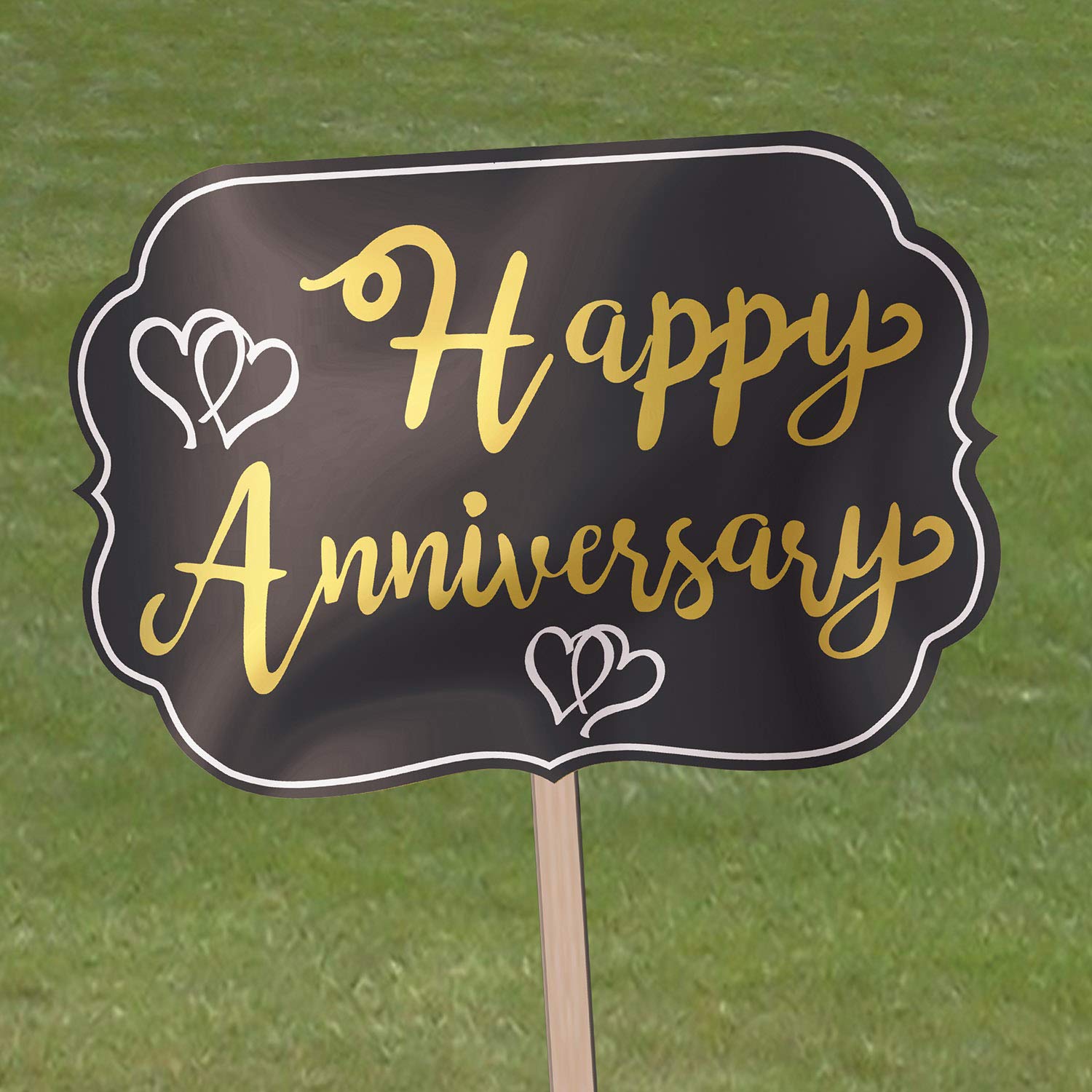 Beistle 3-tlg. „Happy Anniversary“ Hofschilder – Outdoor-Partydeko Mit Holzpfählen (61x36,8 Cm)