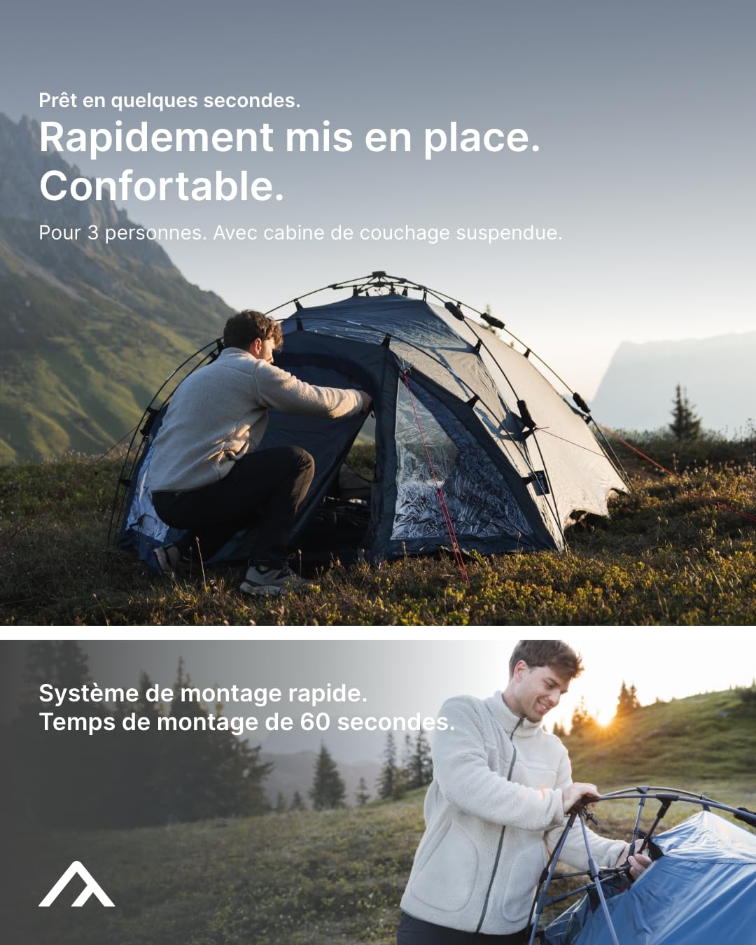 qeedo Quick Oak 3, Tente de Camping pour 3 Personnes, Tente Montage Rapide, Quick-Up-System